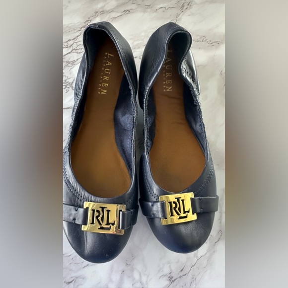 Lauren Ralph Lauren Betty navy blue leather ballet flats - Picture 6 of 10
